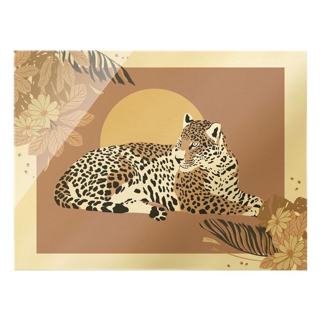 Wandbilder Rosa Safari Tiere - Leopard im Sonnenuntergang