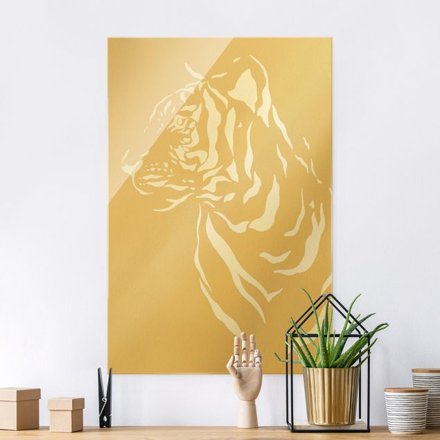 Wandbilder Tiger Safari Tiere - Portrait Tiger Beige