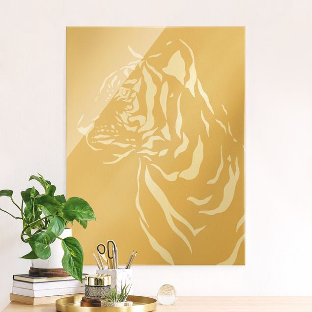 Wandbilder Tiger Safari Tiere - Portrait Tiger Beige
