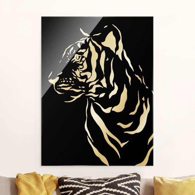 Wandbilder Tiger Safari Tiere - Portrait Tiger Schwarz