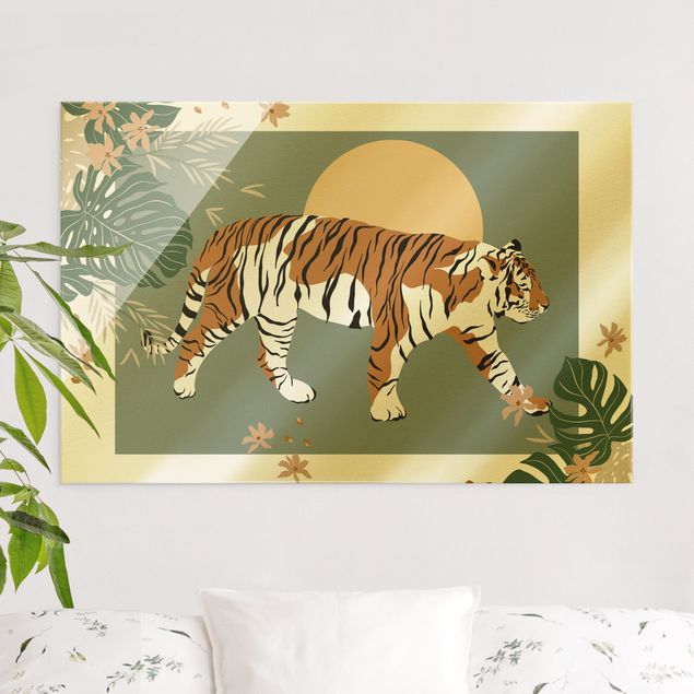 Wandbilder Tiger Safari Tiere - Tiger im Sonnenuntergang