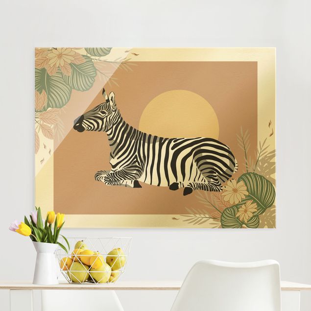 Wandbilder Zebras Safari Tiere - Zebra im Sonnenuntergang