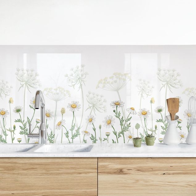 Küche Dekoration Schafgarbe und Gänseblümchen