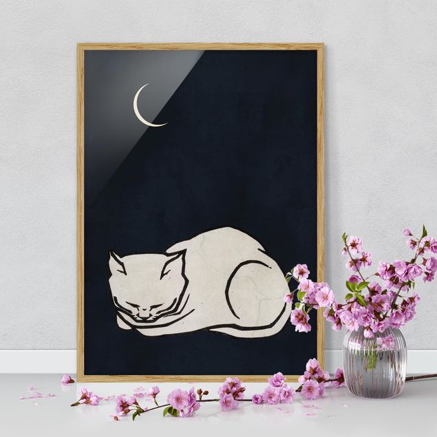 Wanddeko Küche Schlafende Katze Illustration