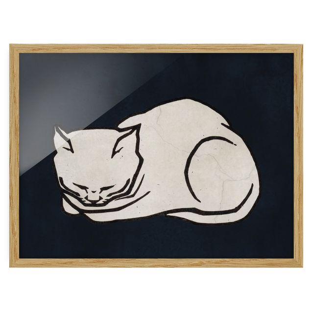Tierbilder mit Rahmen Schlafende Katze Illustration