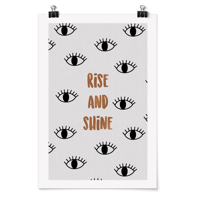 Wandbilder Kunstdrucke Schlafzimmer Zitat Rise & Shine