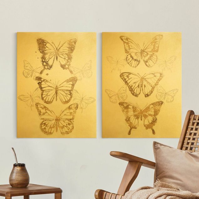 Schmetterlinge Leinwand Schmetterlingskompositionen Gold