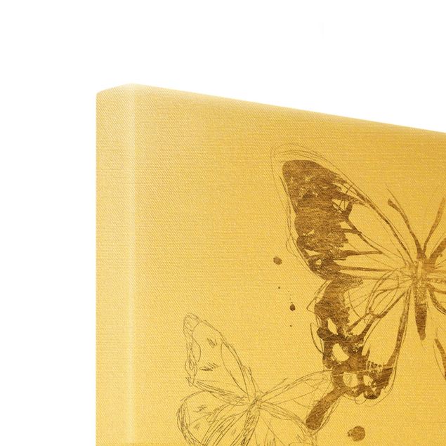 schöne Leinwandbilder Schmetterlingskompositionen Gold