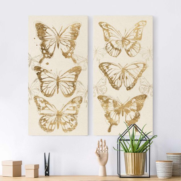 Leinwand Schmetterling Schmetterlingskompositionen Gold