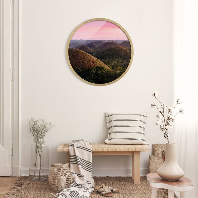 Landschaftsbilder mit Rahmen Schokoladenhügel bei Sonnenuntergang