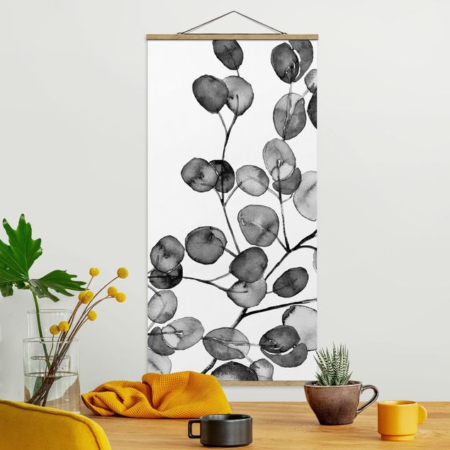 Wanddeko Küche Schwarz Weiß Aquarell Eukalyptuszweig