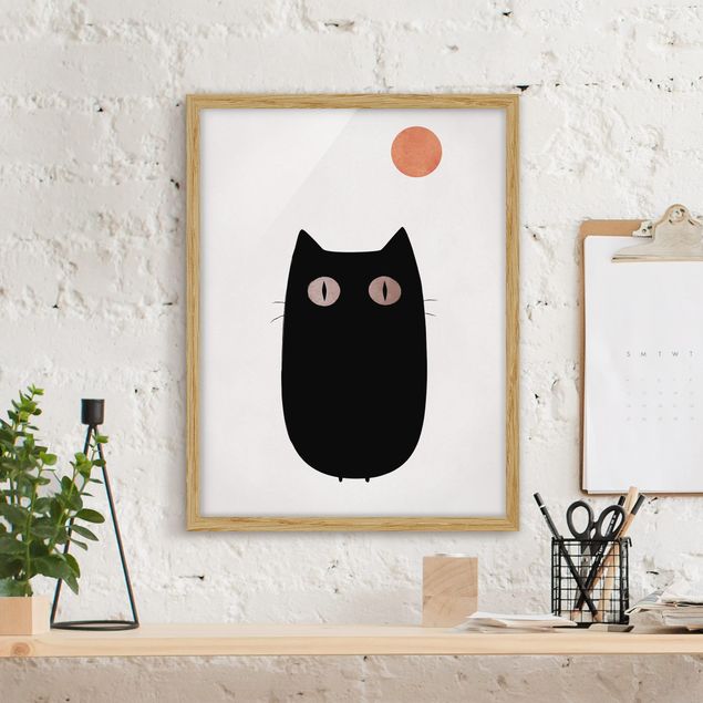 Küchen Deko Schwarze Katze Illustration