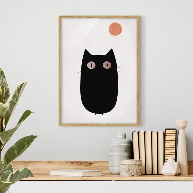 Wandbilder Katzen Schwarze Katze Illustration