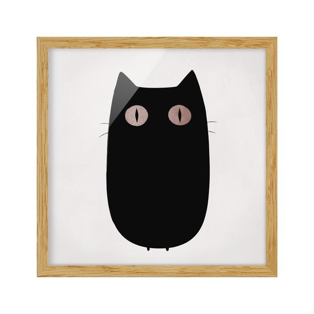 Gerahmte Bilder Tiere Schwarze Katze Illustration