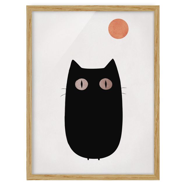 Gerahmte Bilder Tiere Schwarze Katze Illustration