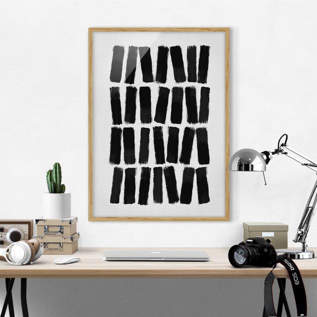 schwarz-weiß Bilder mit Rahmen Schwarze Pinselstriche