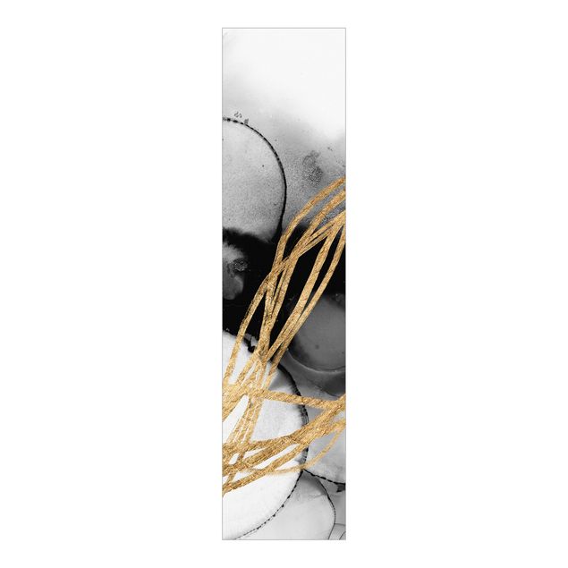 Schiebegardine abstrakt Schwarze Tusche mit goldenen Linien II