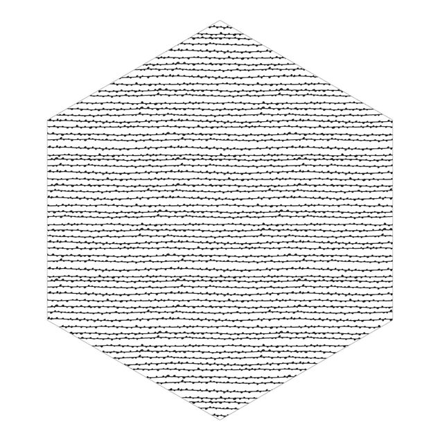 Hexagon Mustertapete selbstklebend - Schwarze Tusche Wilde Linien