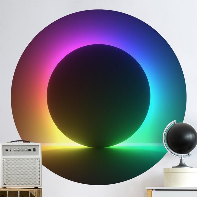 moderne Fototapete Schwarzer Kreis mit Neonlicht