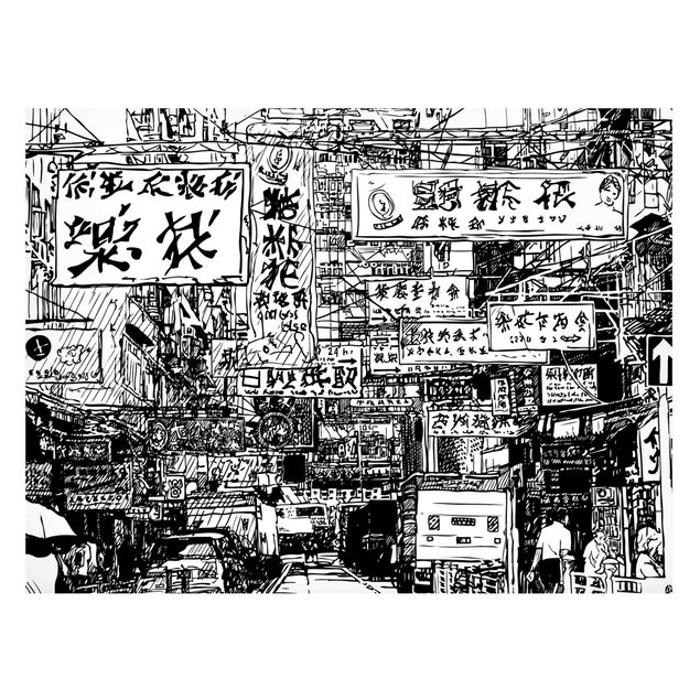 Wandbilder Sprüche Black And White Drawing Asian Street