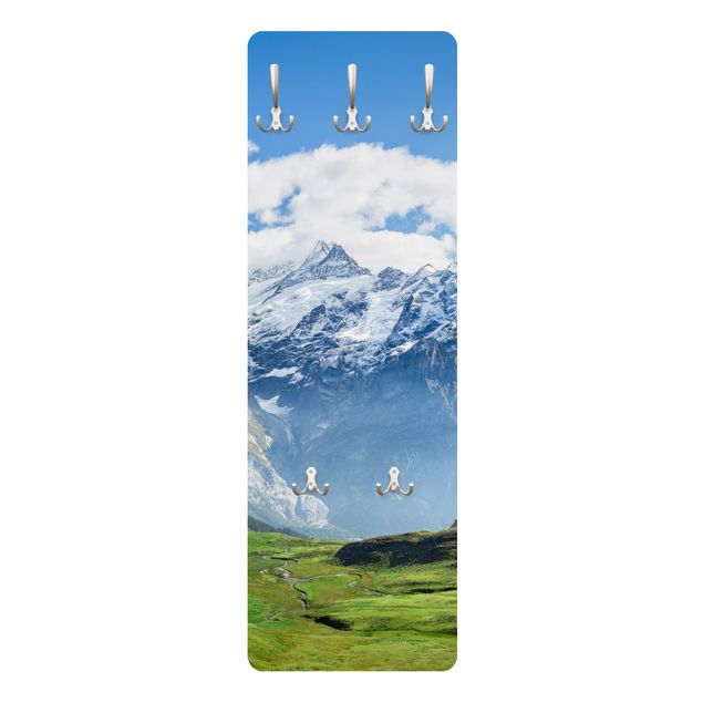 Wandgarderobe mit Motiv Schweizer Alpenpanorama