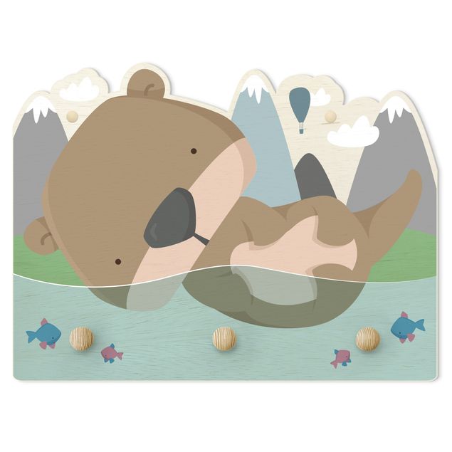 Wandgarderobe mit Motiv Schwimmender Baby Otter