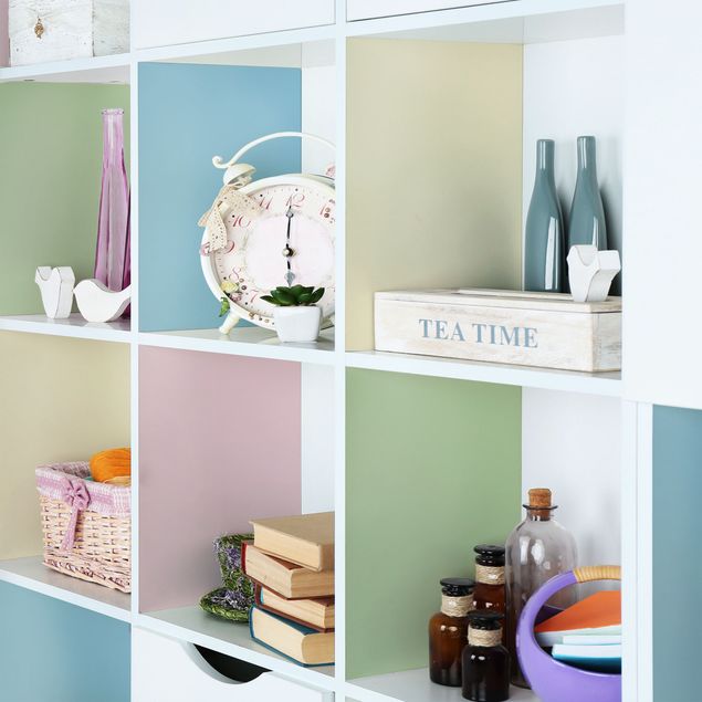 Klebefolie Fensterbank Set mit 4 Quadraten Pastellfarben - Cremé Rosé Pastellblau Mint