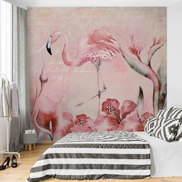 Küchen Deko Shabby Chic Collage - Flamingo