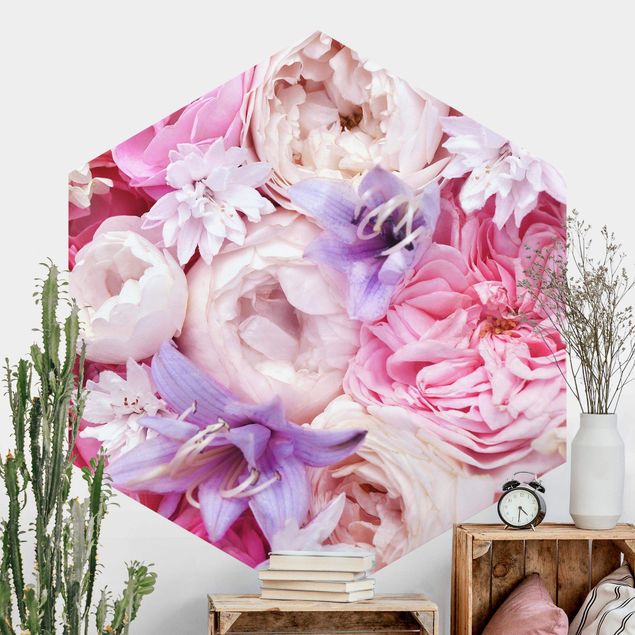 Küche Dekoration Shabby Rosen mit Glockenblumen