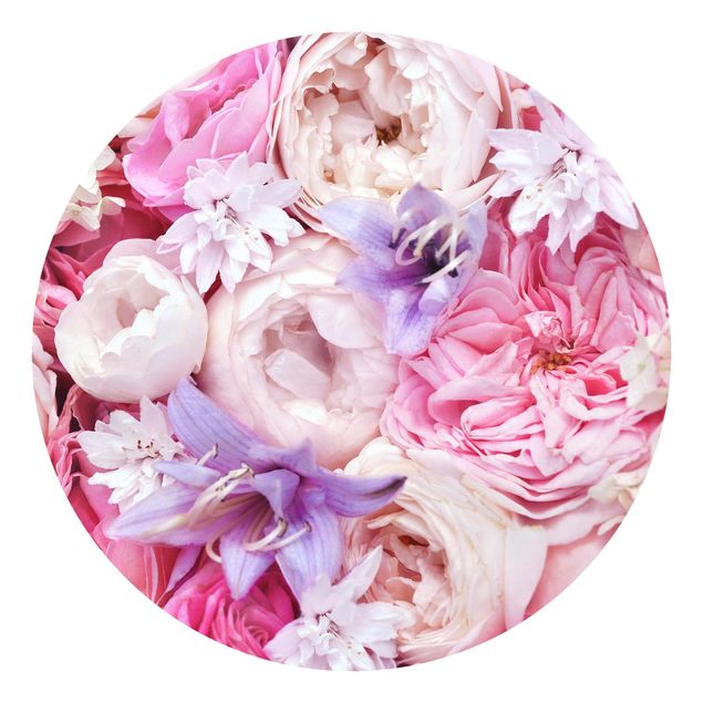 Tapete Blumen Shabby Rosen mit Glockenblumen