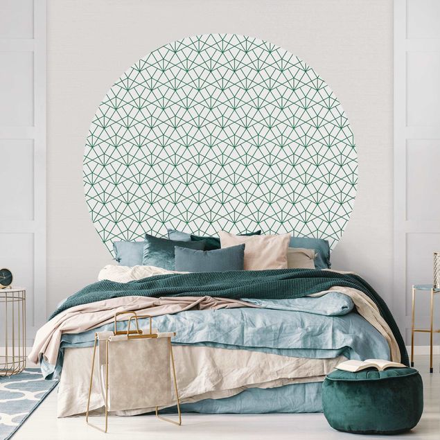 Tapete geometrisch Smaragd Art Deco Muster XXL
