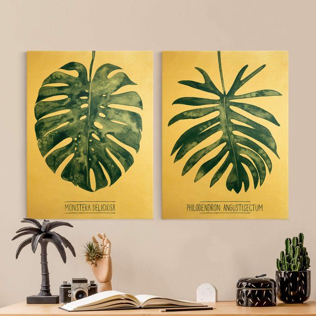 Wandbilder Floral Smaragdgrünes Blatt Duo