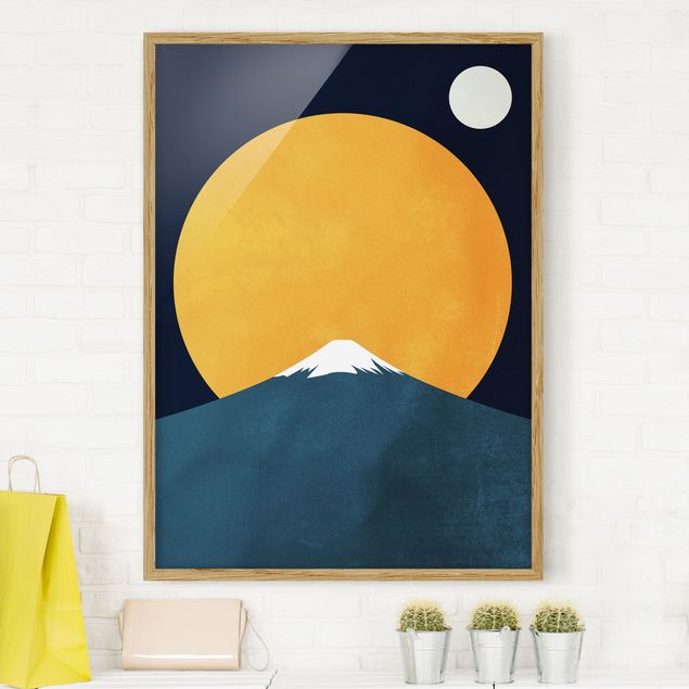 Wanddeko Küche Sonne, Mond und Berge