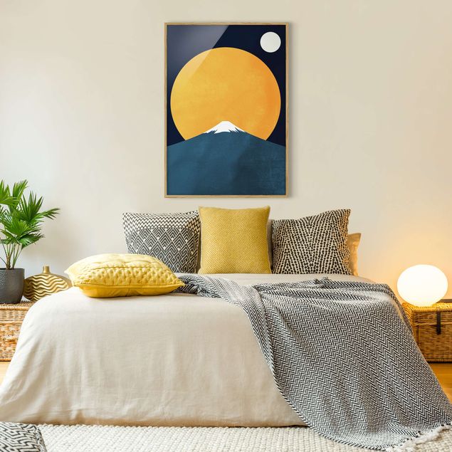 Wandbilder Landschaften Sonne, Mond und Berge