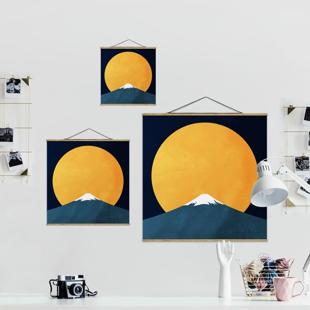 Wandbilder Modern Sonne, Mond und Berge