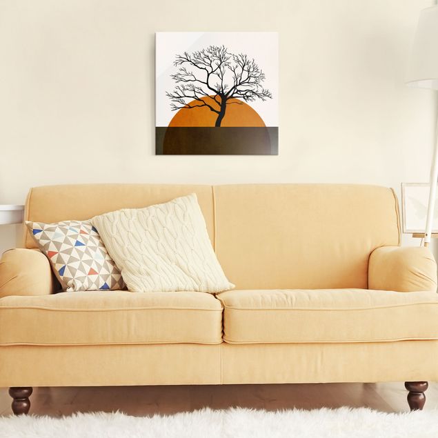 Wandbilder Landschaften Sonne mit Baum