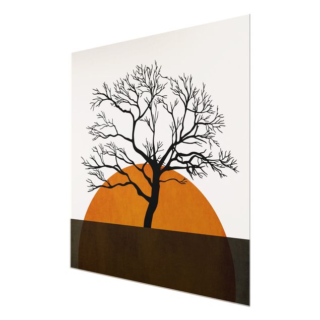 Wandbilder Kunstdrucke Sonne mit Baum