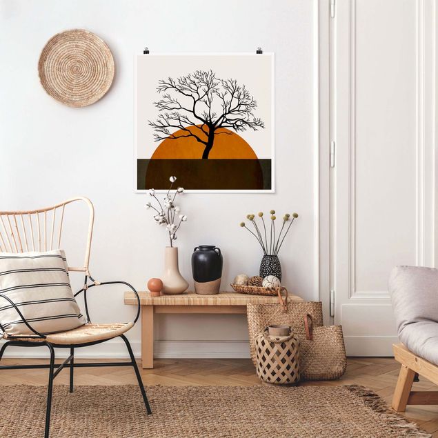 Wandbilder Landschaften Sonne mit Baum