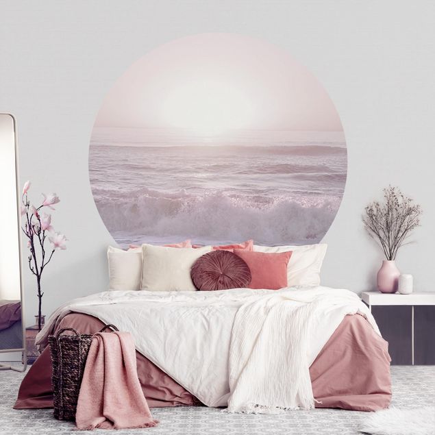 Fototapete modern Sonnenuntergang in zartem Rosa