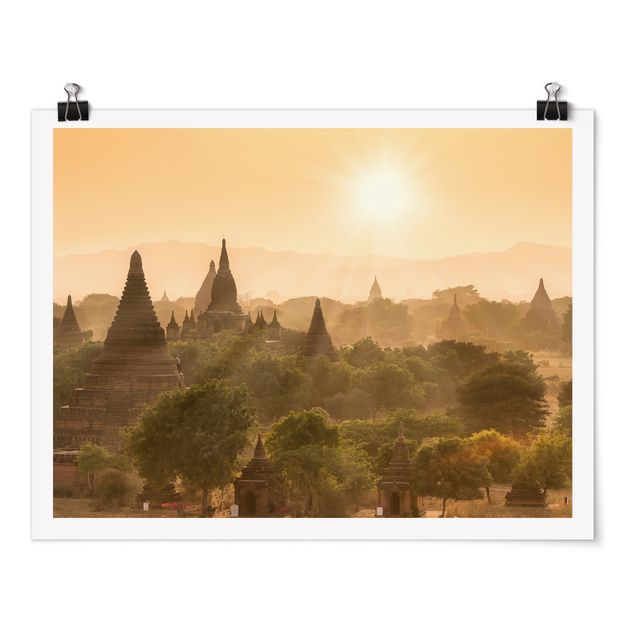 Städteposter Sonnenuntergang über Bagan