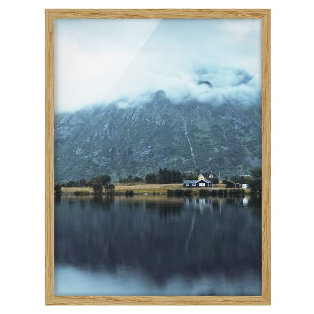 Gerahmte Bilder Landschaften Spiegelung auf den Lofoten