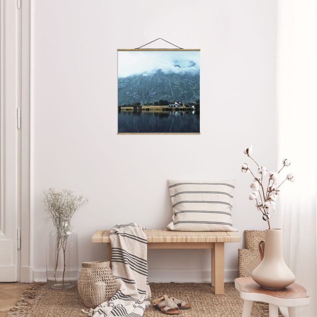 Wandbilder Berge Spiegelung auf den Lofoten