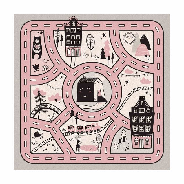 Teppich schwarz Skandinavien - Die rosane Stadt