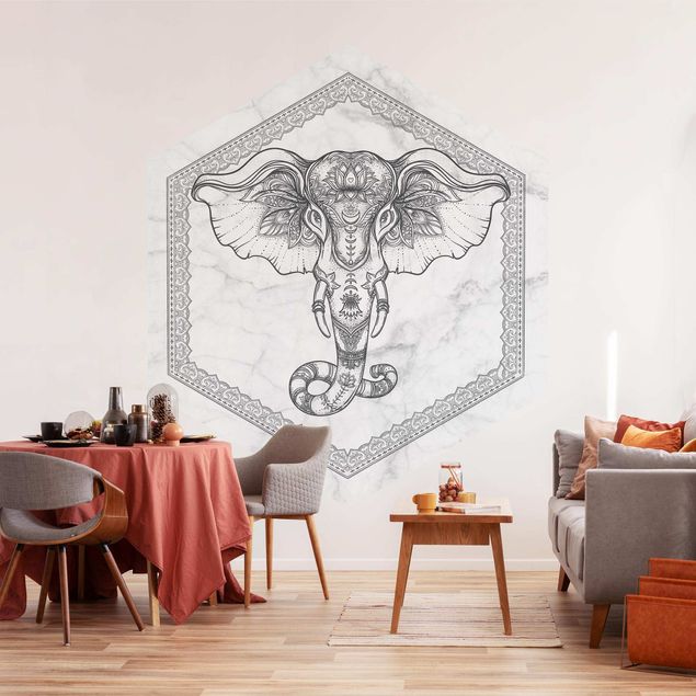 Küche Dekoration Spiritueller Elefant in Marmoroptik