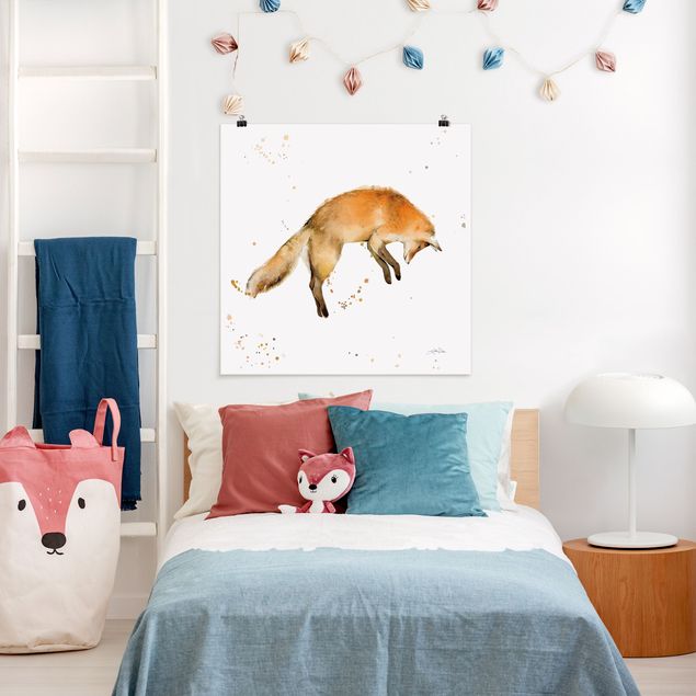 Poster Tiere Springender Fuchs