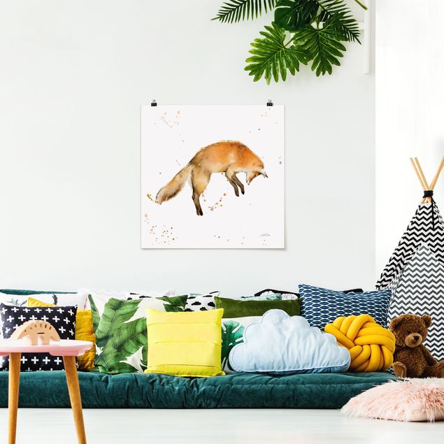 Wandbilder Modern Springender Fuchs