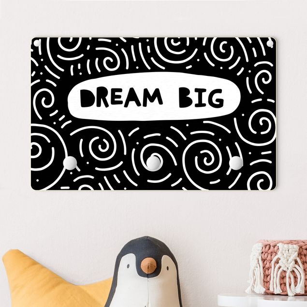 Kinderzimmer Deko Spruch Dream Big mit Wirbel Schwarz Weiß