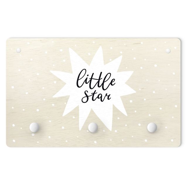 Wandgarderobe mit Motiv Spruch Little Star mit Stern Weiß