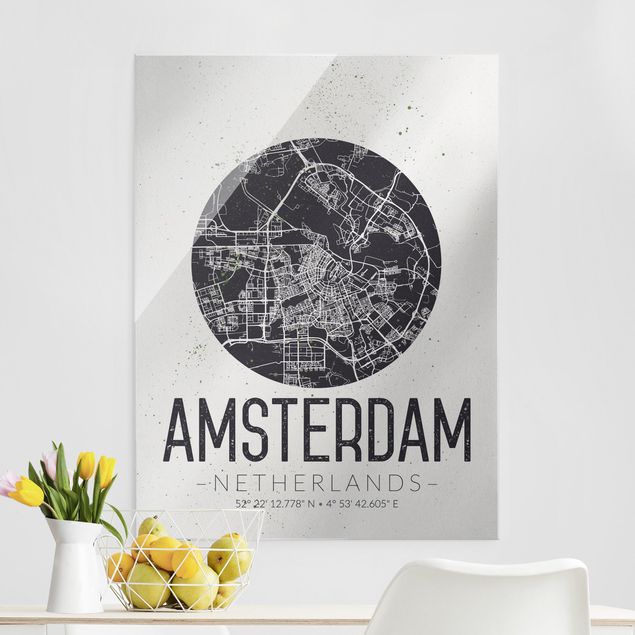 Küche Dekoration Stadtplan Amsterdam - Retro