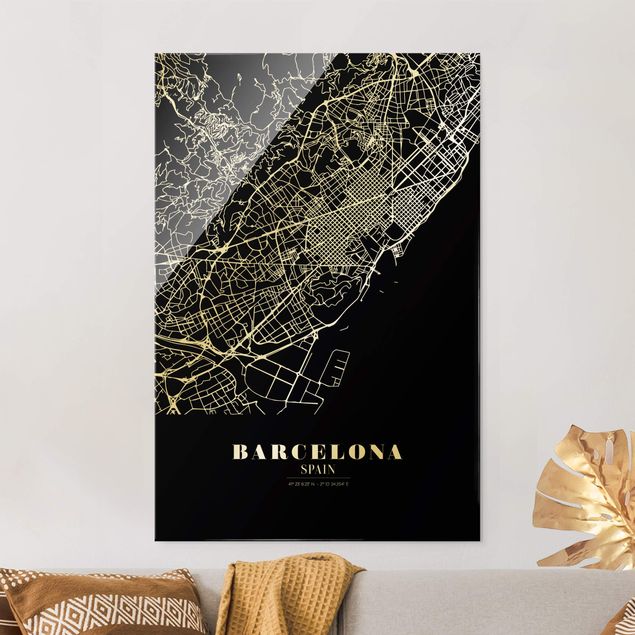 Wanddeko Küche Stadtplan Barcelona - Klassik Schwarz